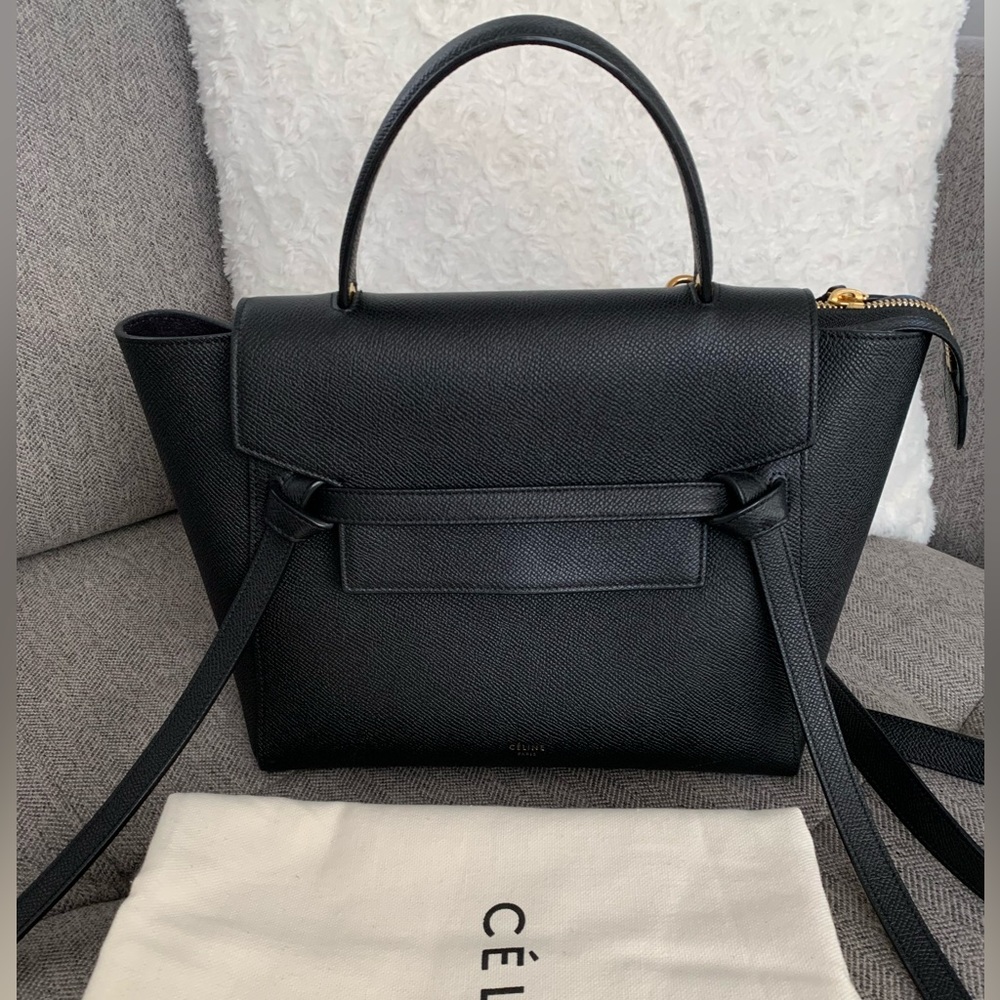 Authentic Celine Micro Belt Bag Black - Navy Blue Interior